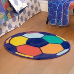 Football 87cm Faux Rabbit Round Rug