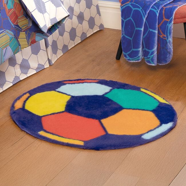 Football 87cm Faux Rabbit Round Rug