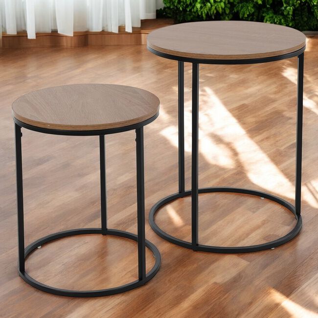 Set of 2 Side Tables Large - Pinewood Finish