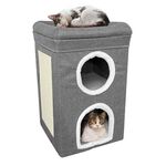 Folding 2 Storey Cat House Dark Grey