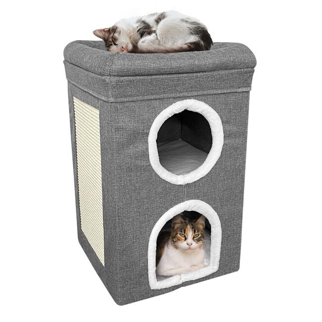 Folding 2 Storey Cat House Dark Grey