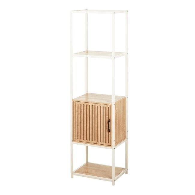 Four Layer Cabinet with Cream Metal Frame