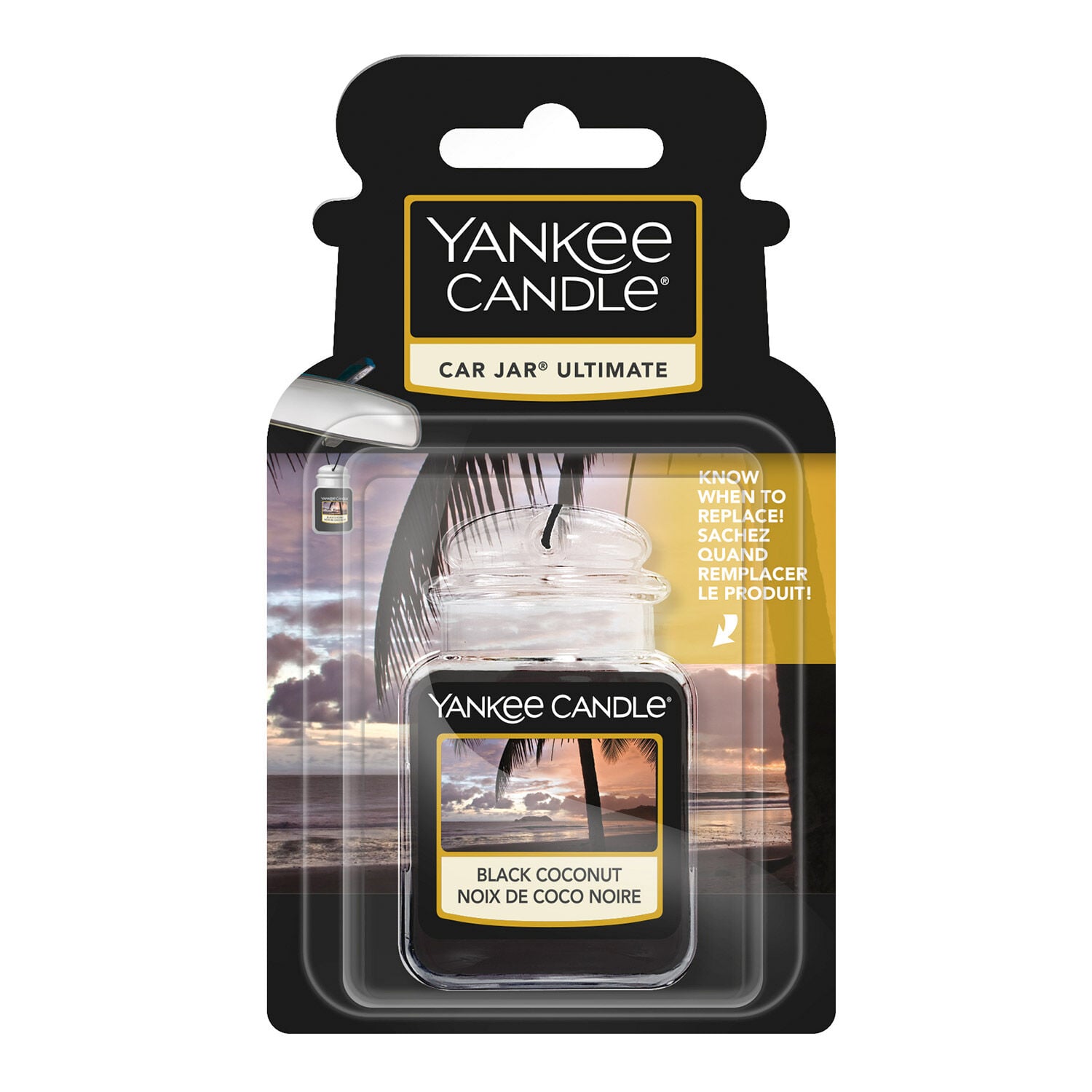 YANKEE CANDLE BLACK COCONUT CAR JAR AUTOLUCHTVERFRISSER 30 GRAM