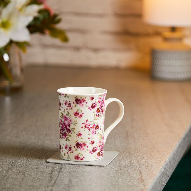 Abney & Croft New Bone Floral Mug - White