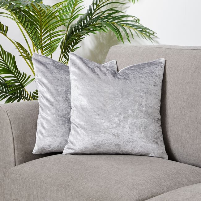 Velvet Crush Cushion Cover 2 Pack 45x45cm - Silver