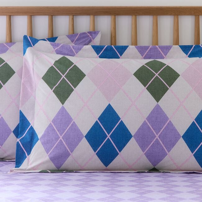 Argyle Oxford Pillowcase Pair - Purple