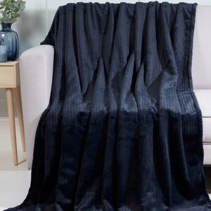 NICOLE DAY ETCHED STRIPE Navy 150x200cm Throw