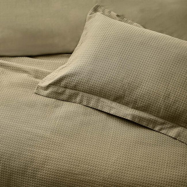 DOUBLE DUVET COVER Waffle Olive