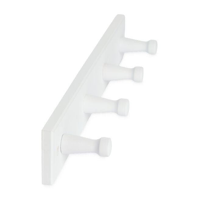 4 Straight Hook Wooden Coat Rack White