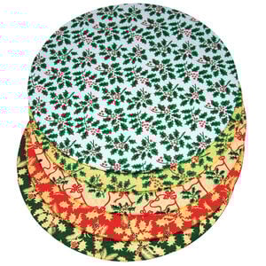 Holly Print Round Cake Board