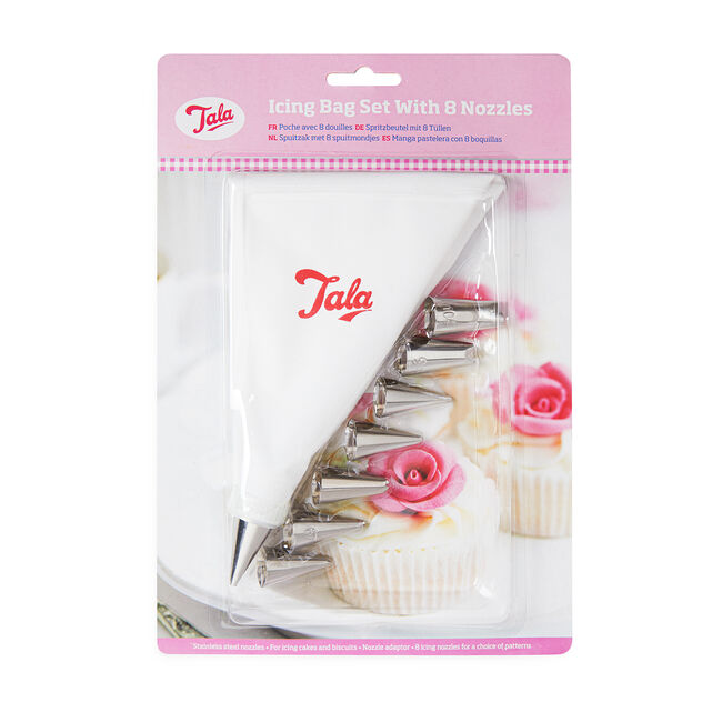 Tala Icing Bag Set with 8 Stainless Steel Nozzles