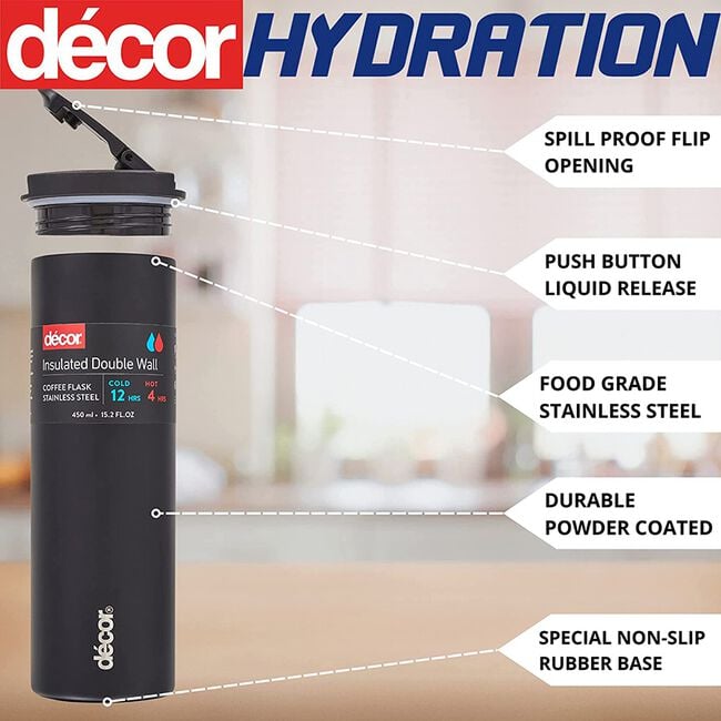DECOR BLACK 450ml Vacuum Coffee Mug