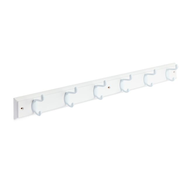 6 Hook White Wooden Board