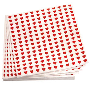 Hearts Napkins 20 Pack - Red