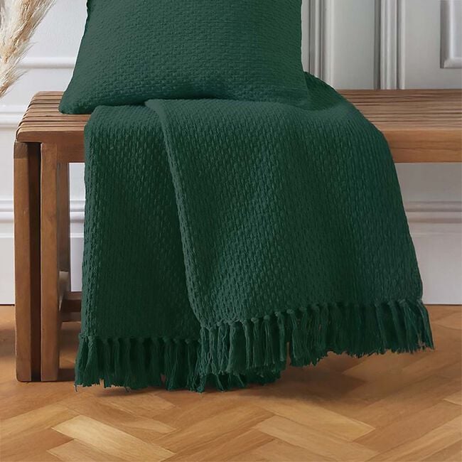 DRIFT HOME HAYDEN 100% RECYCLED COTTON GREEN 130x180cm Throw