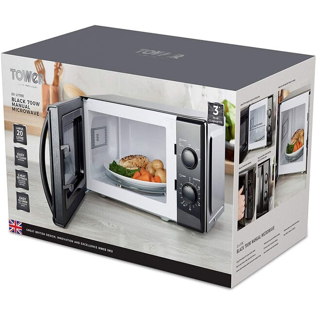 Tower Black 20L 700W Microwave