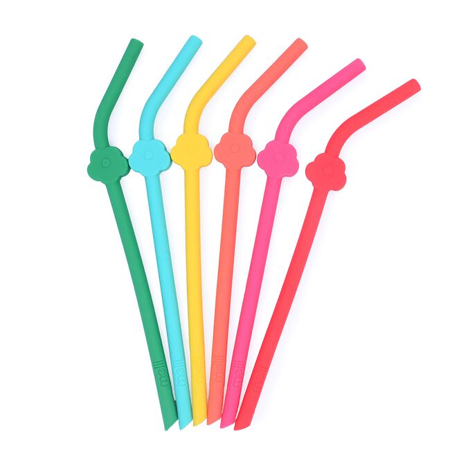 Melii 6 Silicone Straws with Cleaning Brush