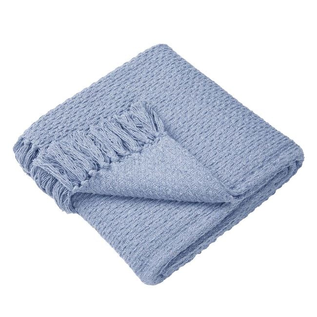 DRIFT HOME HAYDEN 100% RECYCLED COTTON  BLUE 200x200cm Throw