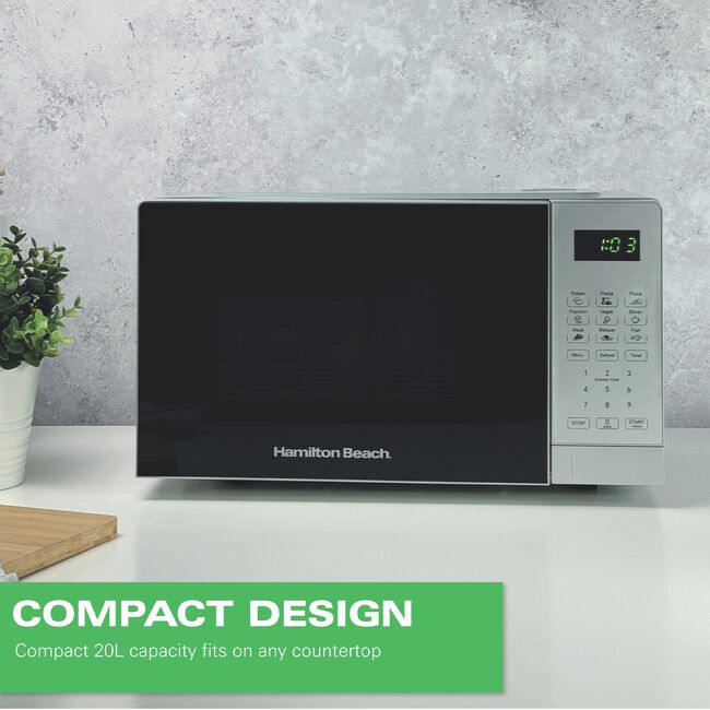 HAMILTON BEACH ESSENTIALS 20L Silver Digital Microwave