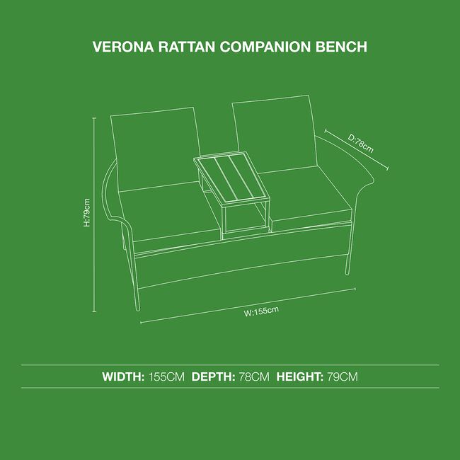 Verona Rattan Companion Bench