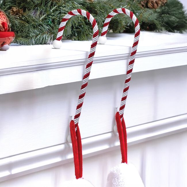 2 Candy Cane Christmas Stocking Holders - 29cm