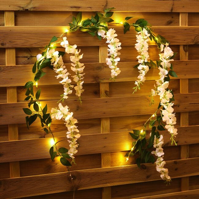 Cream Wisteria Solar Garland 