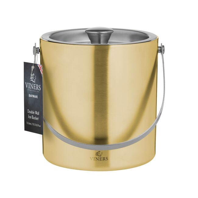 Viners Barware 1.5L Gold Double Wall Ice Bucket