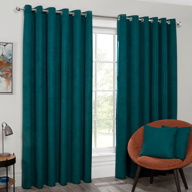 BLACKOUT & THERMAL CORDUROY TEAL 66x54 Curtain