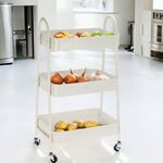 STORAGE SOLUTIONS 3 LAYER ROLLING White Storage Trolley
