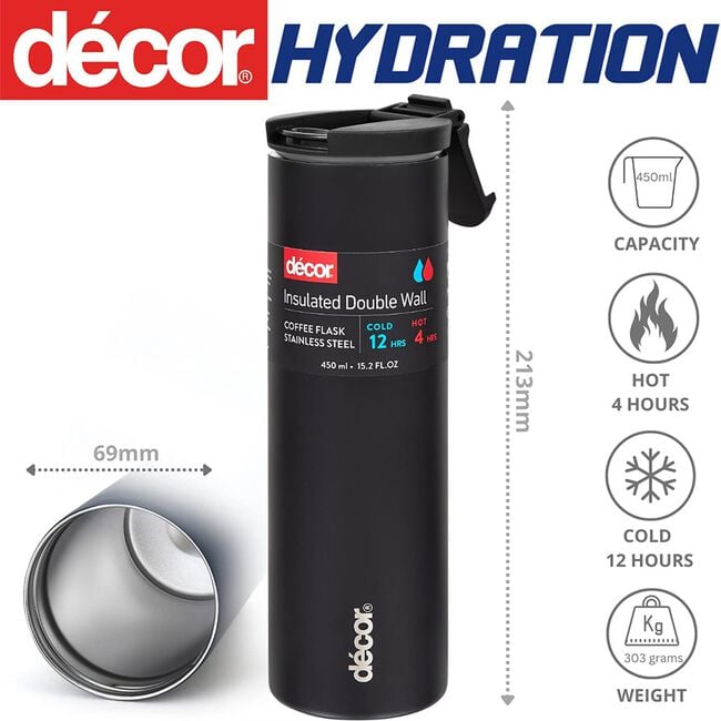 DECOR BLACK 450ml Vacuum Coffee Mug