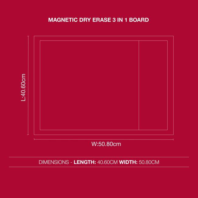 Magnetic Dry Erase 3 In 1 Board