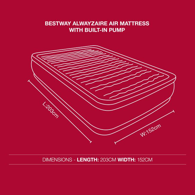 BESTWAY AlwayzAire Air Mattress Built-in Dual Pump - 191x97cm