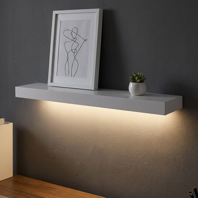 LED BATTERY OPERATED Wall Shelf White