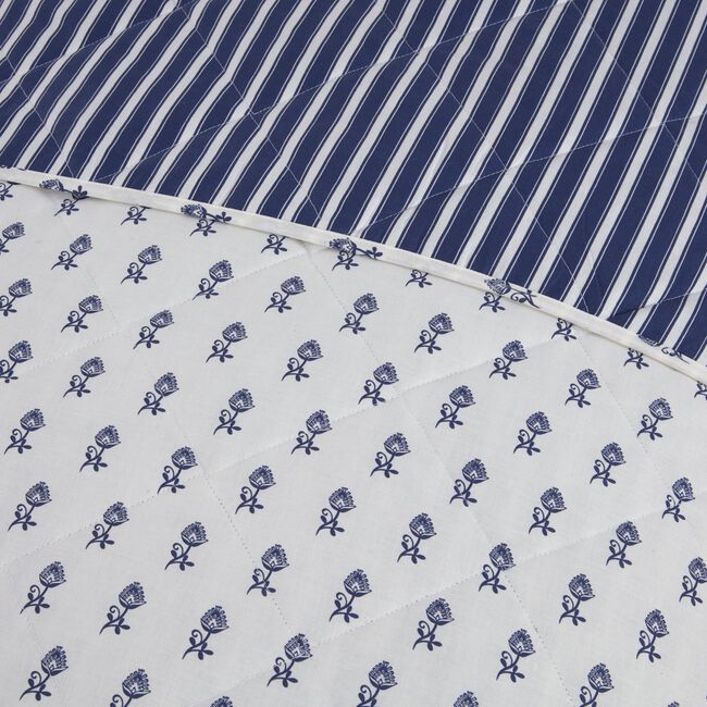Junia Bedspread 200cm x 220cm - Navy/Natural