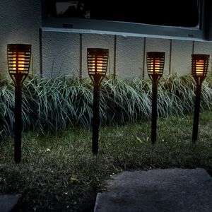 Set of 5 Dancing Flame Solar Post Lights