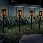 Set of 5 Dancing Flame Solar Post Lights