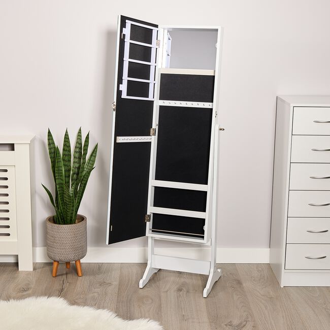 White Jewellery Storage Mirrored Armoire