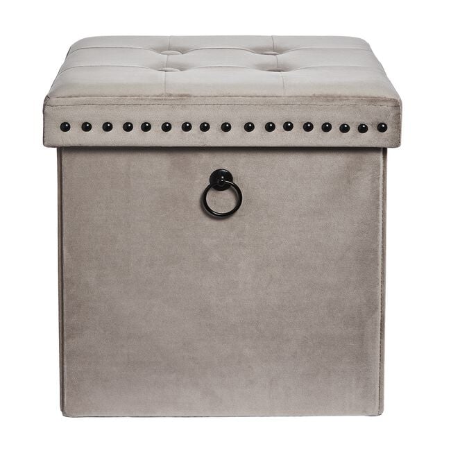 VELVET FOLDABLE SMALL Mink Ottoman