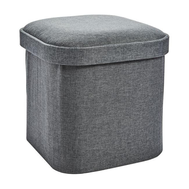 OVAL LINEN FOLDABLE SMALL Charcoal Ottoman