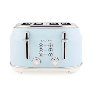SALTER RETRO BLUE CURVED BODY 4 Slice Toaster