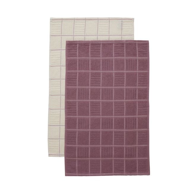 Check Kitchen Tea Towel 2 Pack - Heather