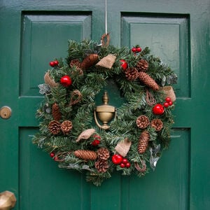 Apple & Pine Cone Red Christmas Wreath