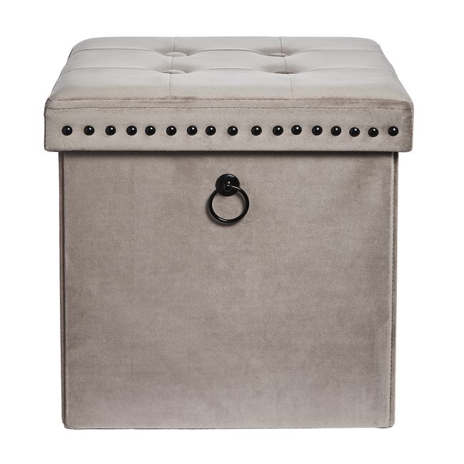 VELVET FOLDABLE SMALL Mink Ottoman