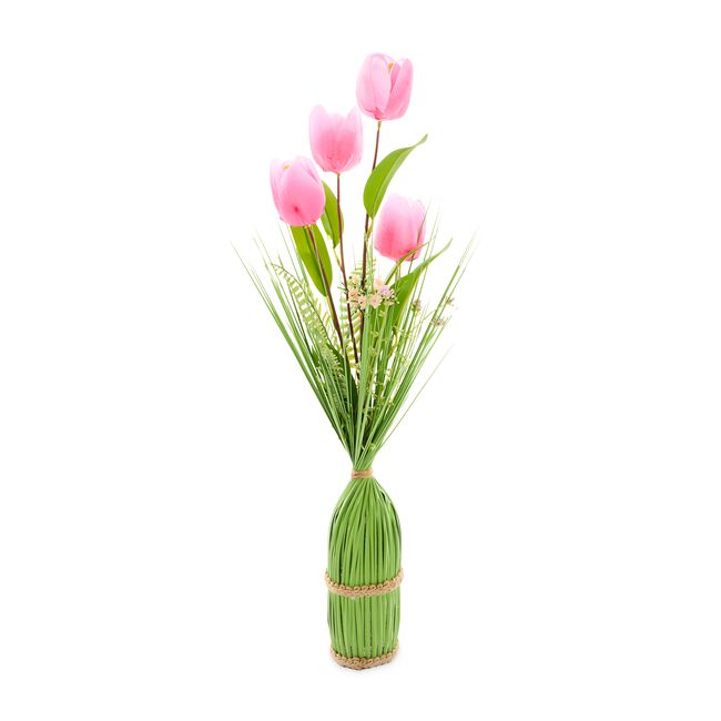 Floral Symphony Pink Tulips Faux Bouquet