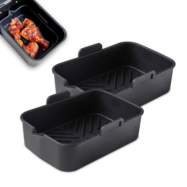 Tower Black Rectangular Air Fryer Tray - 2 Pack