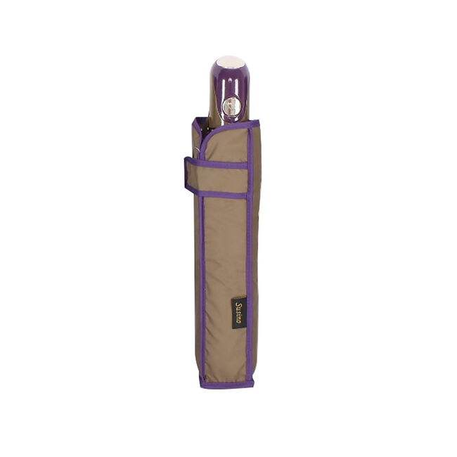 Susino Semi-Auto Compact Brown Umbrella with Cover
