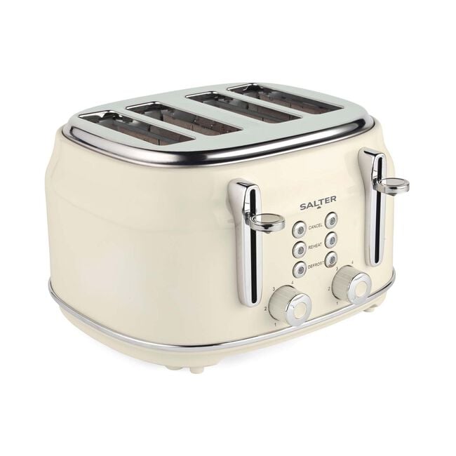 SALTER RETRO CREAM CURVED BODY 4 Slice Toaster