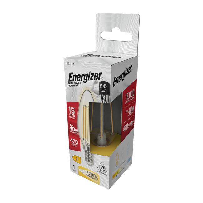Energizer E14 LED Candle Bulb Clear 4W(40W)
