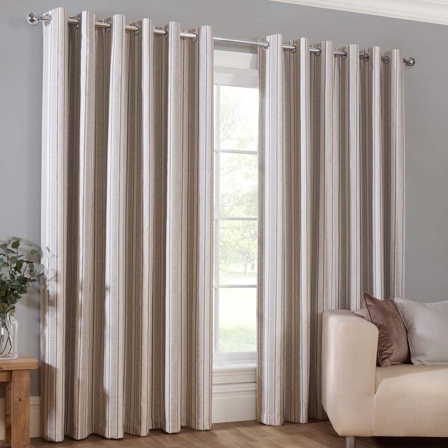 BLACKOUT DOPE DYE WOVEN STRIPE NATURAL 66x54 Curtain