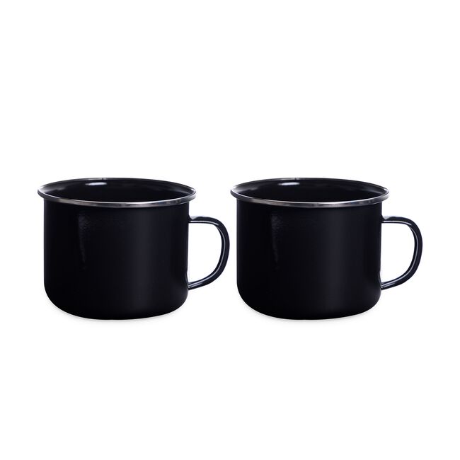 2 Black Camping Mugs